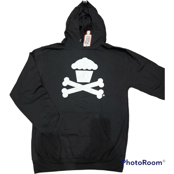 Johnny Cupcakes Boston classic crossbones pullover hoodie black Medium unisex - Picture 3 of 6